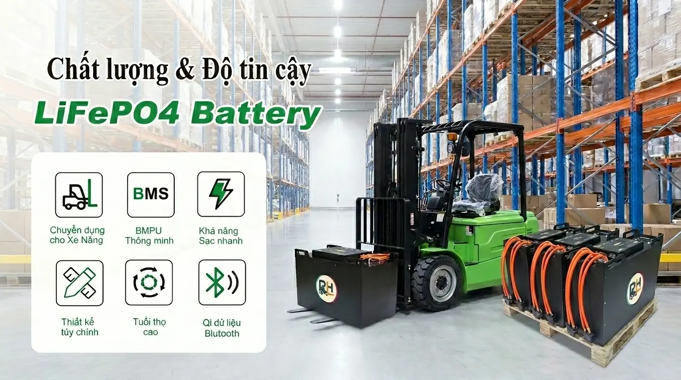 pin lithium xe nâng bảo hành mấy năm thực tế