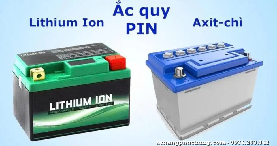 hình ảnh pin lithium và ắc quy chì xe nâng