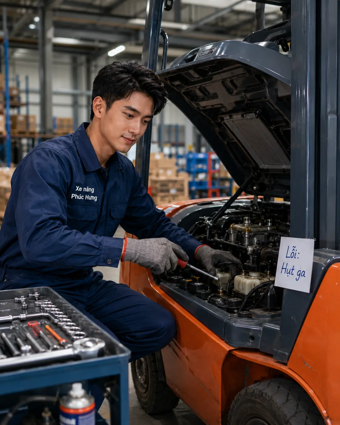 sửa xe nâng dầu thực tế